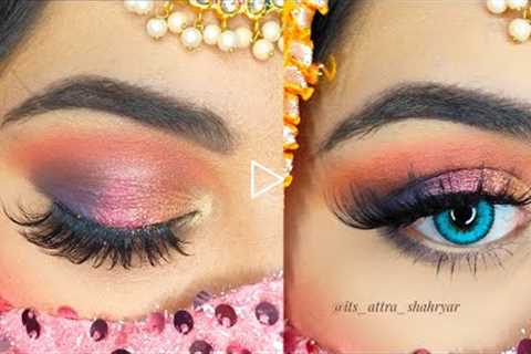 Mehndi bridal eye makeup tutorial || How to do mehndi bridal makeup at home