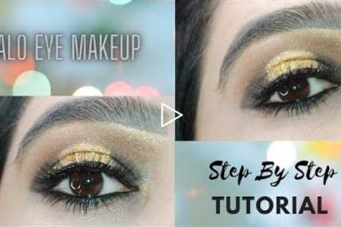 How To Do Halo Eye Makeup || Halo Eye Makeup For Beginners || Black And Golden Step-By-Step Tutorial