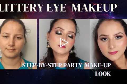 STEP BY STEP GLITTERY EYE MAKEUP TUTORIAL #partymakeup #bridalmakeup #bridalmakeup #fullfacemakeup