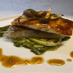 How to Make Soy Glazed Pacific Halibut with Crispy Mushroom Roll and Bok Choy